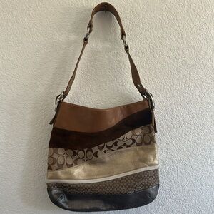 Vintage Authentic Coach Patchwork
Signature Leather Canvas Hobo/ Shoulder bag